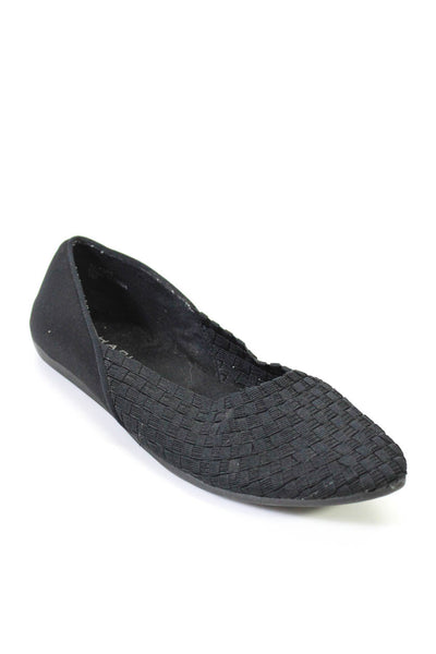 Tahari Womens Solid Black Woven Slip On Ballet Flats Shoes Size 7M