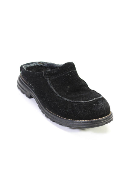 Ugg Womens Solid Black Sheepskin Shearling Slip On Mules Shoes Size 7