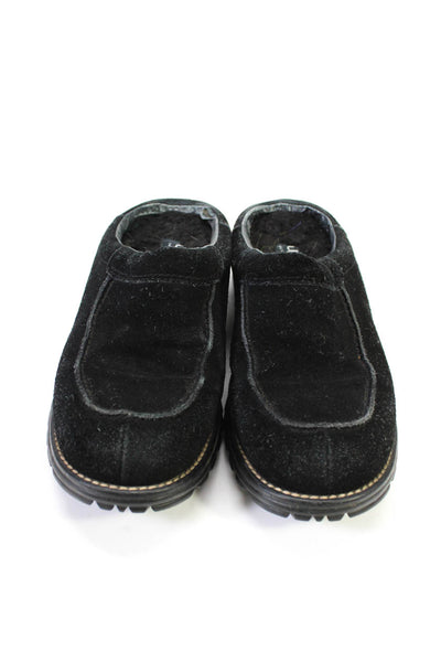 Ugg Womens Solid Black Sheepskin Shearling Slip On Mules Shoes Size 7
