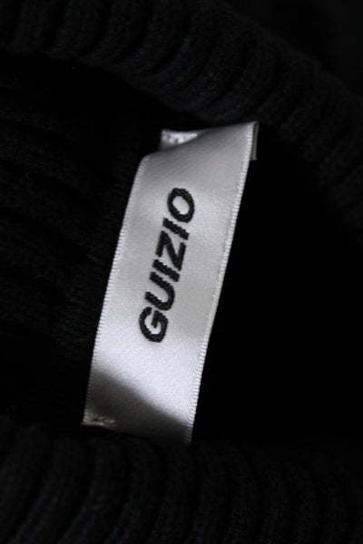 Guizio Women's Turtleneck Sleeveless Ribbed Cropped Sweater Black Size S