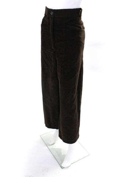 Khaite Womens Dark Brown Corduroy High Rise Wide Leg Pants Size 36
