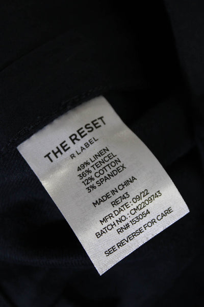 R Label The Reset Womens Navy Linen High Rise Straight Leg Pants Size XL