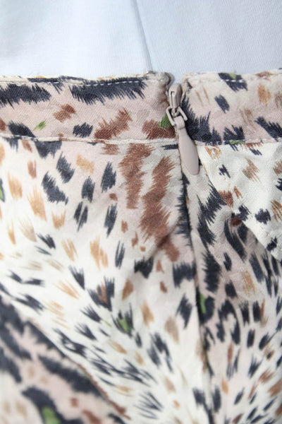 Allsaints Womens Abstract Animal Print Ruffle Midi Skirt Beige Brown Size 6