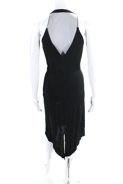 Giorgio Armani Womens Mesh Illusion V Neck Sleeveless Sheath Dress Black IT 42