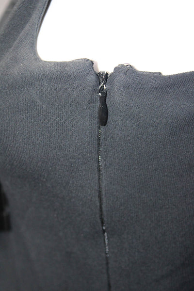 Giorgio Armani Womens Mesh Illusion V Neck Sleeveless Sheath Dress Black IT 42