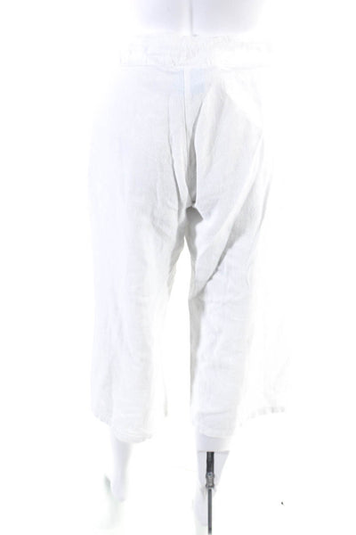 C&C California Womens Drawstring Waist Wide Leg Crop Pants White Size Medium