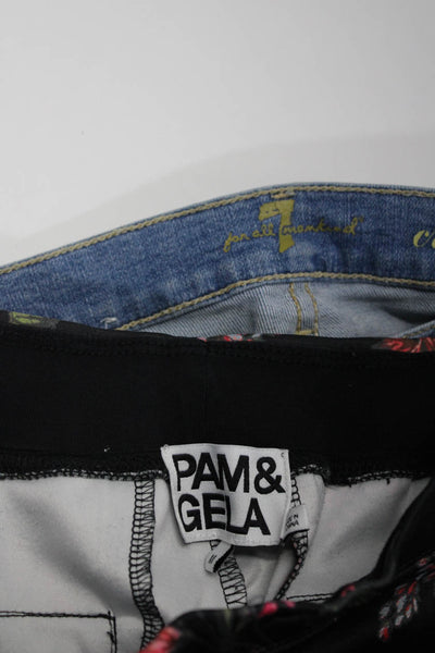 Pam & Gela 7 For All Mankind Women Floral Leggings Boot Cut Jeans 28 Medium Lot2
