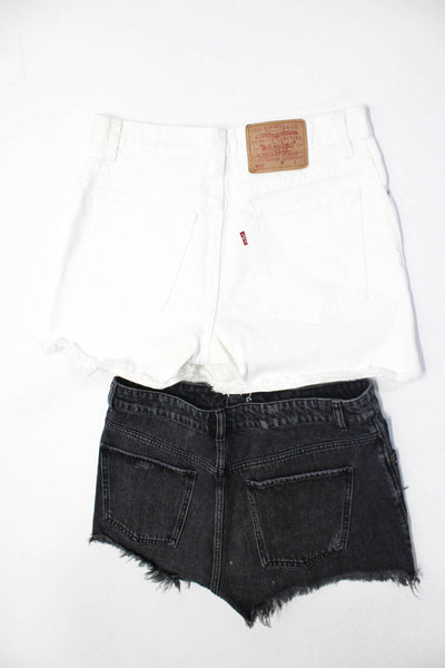 Zara Levis Womens Cotton Fringed Distress Buttoned Shorts Black Size 8 10 Lot 2