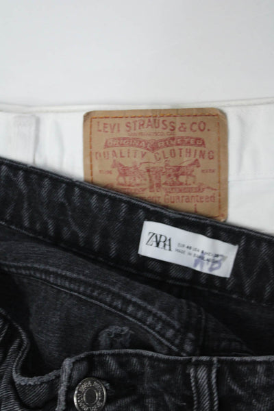 Zara Levis Womens Cotton Fringed Distress Buttoned Shorts Black Size 8 10 Lot 2