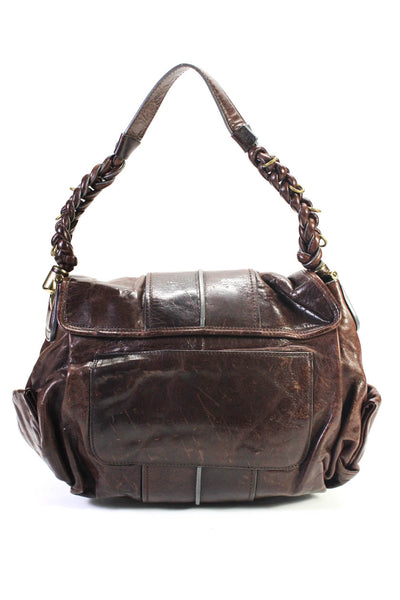 Chloe Womens Single Strap Flap Medium Shoulder Handbag Dark Brown Leather