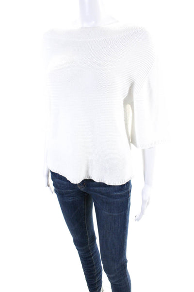 Ploumanac'h Womens Cotton Knitted Off-the-Shoulder Sweater White Size M
