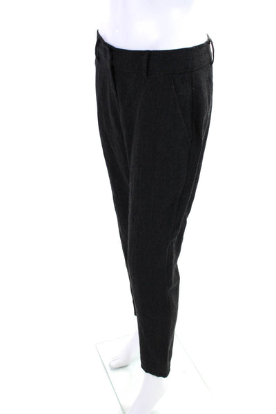 Eileen Fisher Womens Black Wool Linen High Rise Straight Leg Pants Size 2