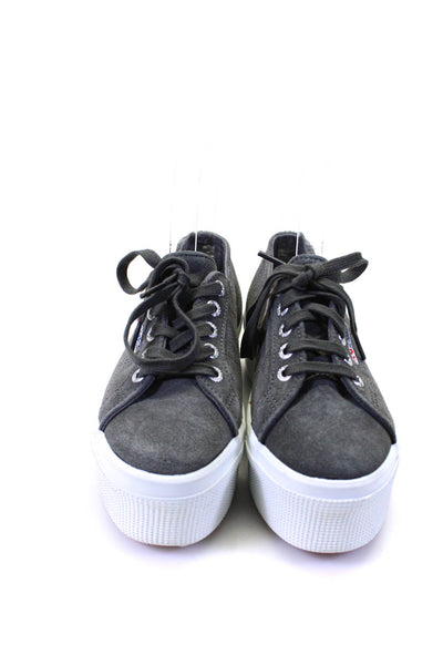 Superga Womens Suede Round Top Lace Up Low Top Platform Sneakers Gray Size 5