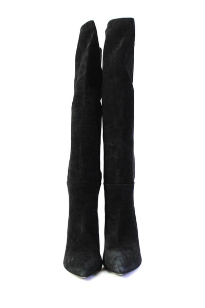 Prada Womens Pointed Toe Tapered Heel Knee High Boots Black Suede Size 38.5 8.5