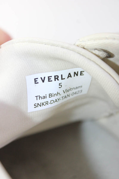 Everlane Womens Leather Low Top Lace Up Casual Day Sneakers Beige Tan Size 5
