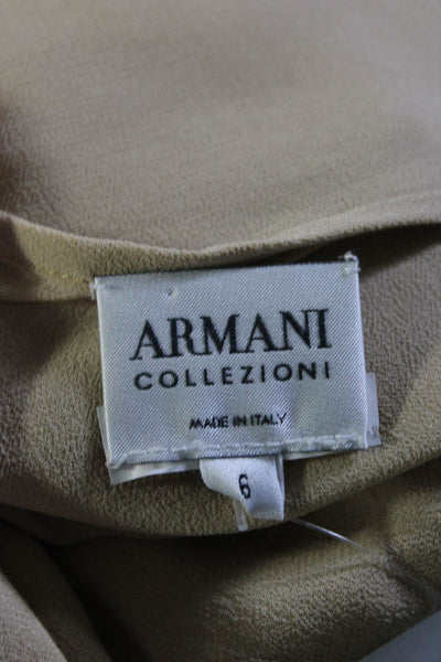 Armani Collezioni Womens Adjustable Boat Neck Short Sleeve Blouse Beige Size 6