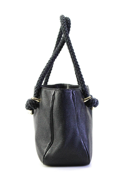 Kate Spade Womens Leather Rope Strap Snap Closure Handbag Purse Black