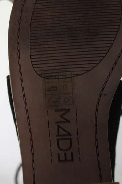 Made Women's Open Toe Tassel Block Heels Strappy Suede Sandal Black Size 6.5