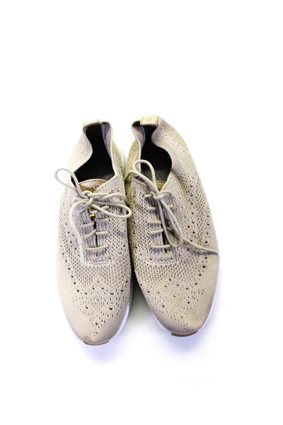 Cole Haan Women's Round Toe Lace Up Rubber Sole Sneaker Beige Size 7.5