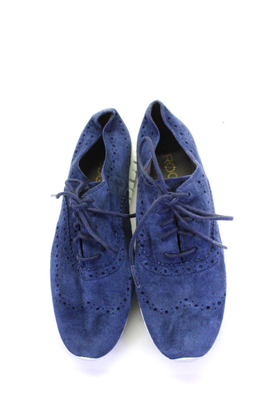 Zero Grand Cole Haan Women's Lace Up Suede Rubber Sole Sneakers Blue Size 6.5