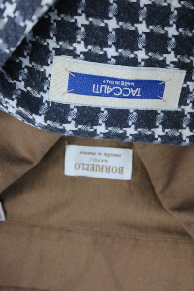 Taccaliti Borriello Mens Dress Shirts Blue Brown Size Extra Large 17.5 44 Lot 2