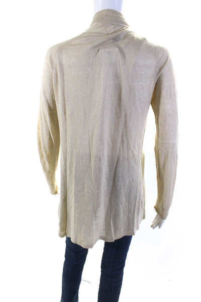 Theory Womens Thin-Knit Long Sleeve Open Front Sweater Cardigan Beige Size M