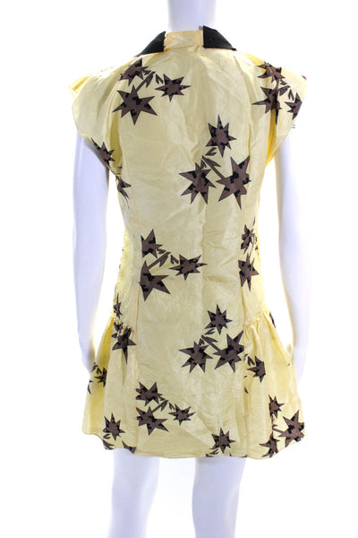 Miu Miu Womens Star Print V Neck 2006 Dress Yellow Black Size EUR 38