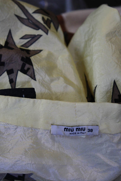 Miu Miu Womens Star Print V Neck 2006 Dress Yellow Black Size EUR 38