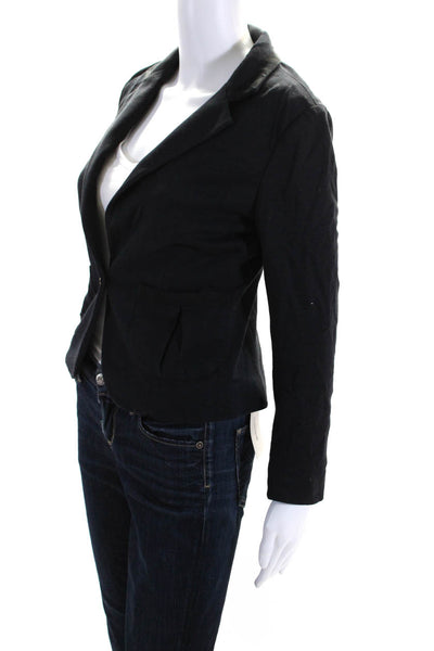 Juicy Couture Womens Cropped Blazer Jacket Black Cotton Size Petite