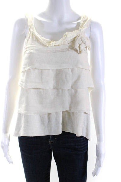 Marc Jacobs Womens Sleeveless Tiered Tank Top White Size 2