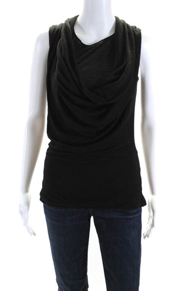 Alessandro Dell Acqua Womens Black Drape Neck Sleeveless Blouse Top Size 42