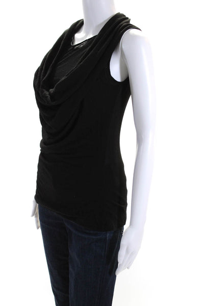 Alessandro Dell Acqua Womens Black Drape Neck Sleeveless Blouse Top Size 42