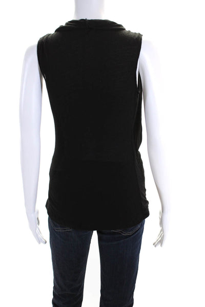 Alessandro Dell Acqua Womens Black Drape Neck Sleeveless Blouse Top Size 42