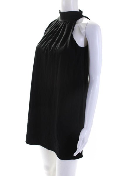 Susana Monaco Womens Mock Neck Sleeveless Mini Shift Dress Black Size Small