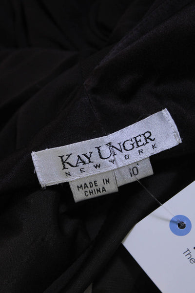 Kay Unger Womens Satin Matte Jersey Sleeveless Midi A Line Dress Brown Size 10