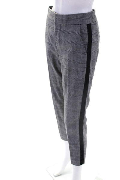 Joie Womens Houndstooth Striped Print Hook & Eye Tapered Pants Gray Size 2