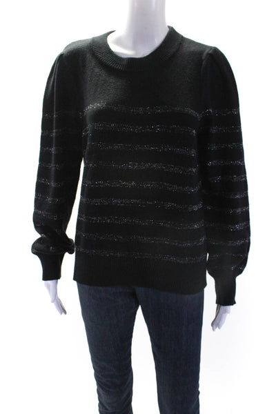 Rails Women's Round Neck Long Sleeves Glitter Pullover Sweater Black Size S