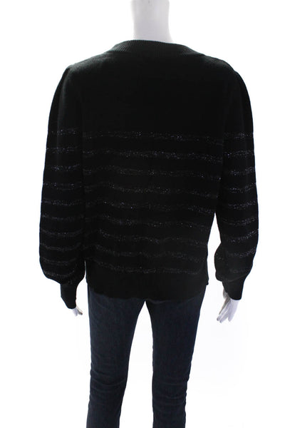 Rails Women's Round Neck Long Sleeves Glitter Pullover Sweater Black Size S