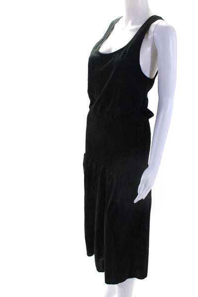 Nation LTD Women's Scoop Neck Sleeveless Smocked Waist Midi Dress Black Size M