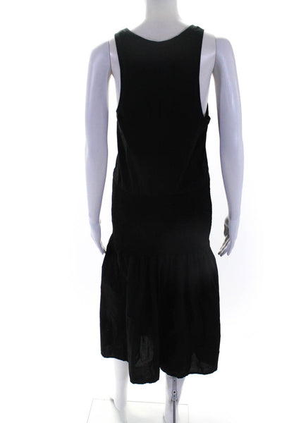 Nation LTD Women's Scoop Neck Sleeveless Smocked Waist Midi Dress Black Size M