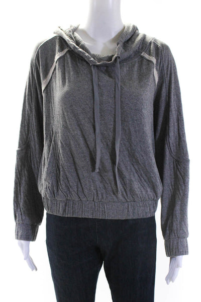 Free People Women's Hood Long Sleeves Pockets Sweatshirt Gray Size S