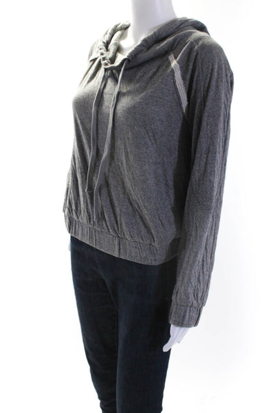 Free People Women's Hood Long Sleeves Pockets Sweatshirt Gray Size S