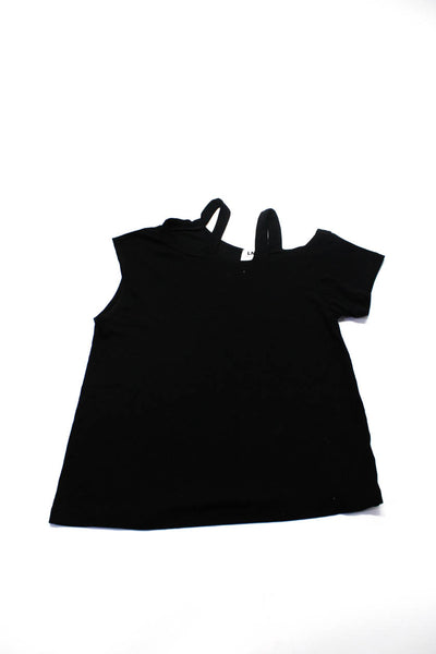 LNA Womens Robbed Knit Off Shoulder Short Sleeve Blouse Black Size M Lot 2