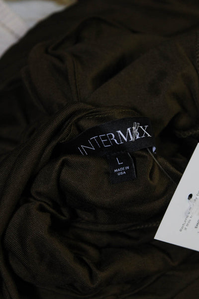 Intermix Women's V-Neck Halter Cinch Bodycon Slit Maxi Dress Olive Green Size L
