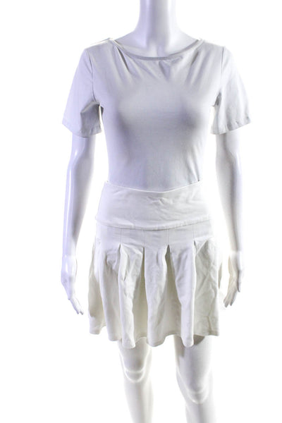 Lovers + Friends Women's Pull-On Pleated Unlined Mini Skirt White Size XL