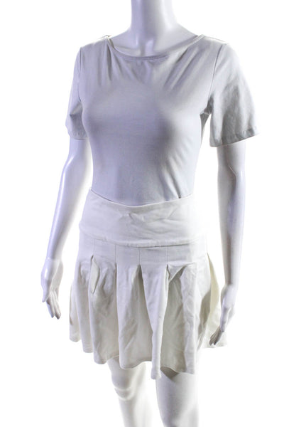 Lovers + Friends Women's Pull-On Pleated Unlined Mini Skirt White Size XL