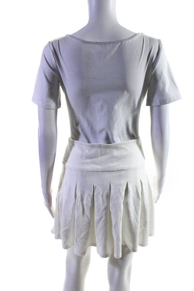 Lovers + Friends Women's Pull-On Pleated Unlined Mini Skirt White Size XL