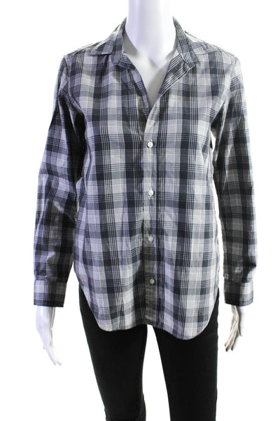 Frank & Eileen Womens Plaid Button Down Shirt Gray Cotton Size Extra Small