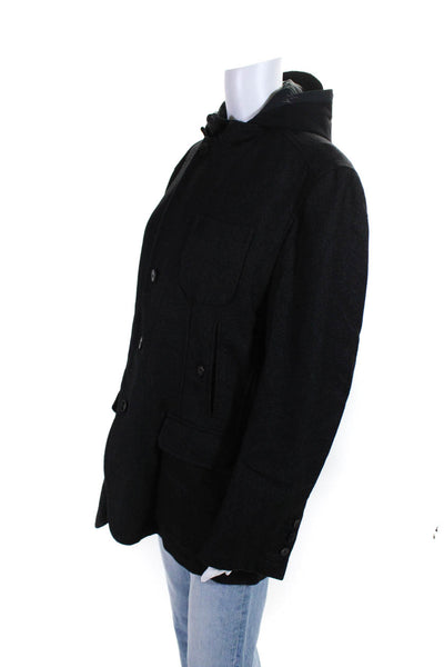 Gian Carlo Rossi Womens Gray Wool Herringbone Removable Hooded Coat Size L