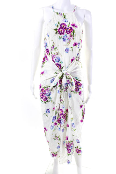 Privacy Please Womens Back Zip Sleeveless Floral Midi Dress White Multi Medium